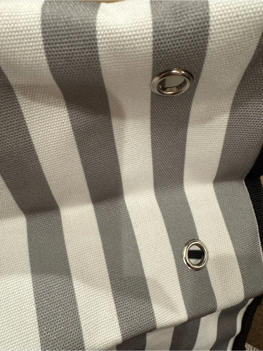 Gray & White Striped Tote Bag zipper 4 pockets beach office gym school travel